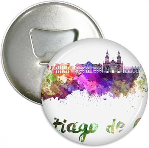 Insignia multifunción para abridor de botellas de acuarela de la ciudad de Santiago de Chile