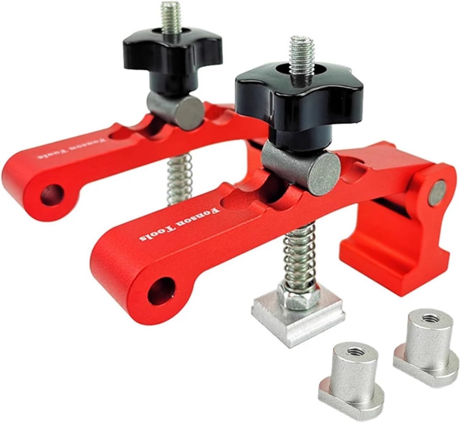 T-Track Hold Down Clamp 20MM Hole Woodworking Desktop Fixed Clamp Jig T-Slots Clamping Blocks Platen Carpenter Woodworking Tools (Color : Red 2pcs)