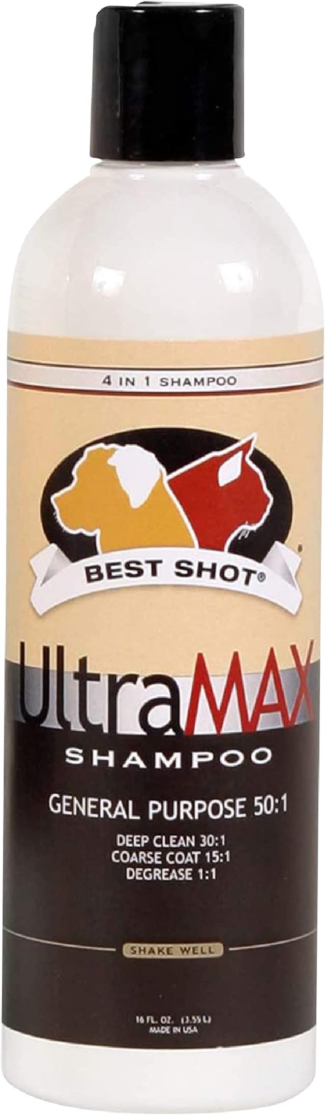 Best Shot UltraMAX Pro 4-in-1 Shampoo, Versatile Pet Shampoo, Ideal Pet Grooming Supplies, Ready to Use, Sweet Pea Essence, 17 Oz.
