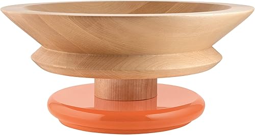 Vista 5 de Alessi Centro de mesa en madera de cal. Pies coloreados, amarillo Colección 100 Valores.