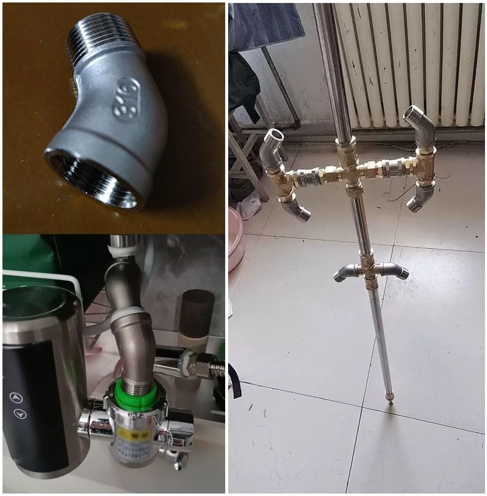 Elbow, Elbow Fittings,1/4"" 3/8"" 1/2"" 3/4"" 1"" 1-1/4"" 1-1/2"" 2"" 3"" 4"" Female to Male 45 Degree Elbow Connector Coupler 304 Stainless Pipe Fitting, 1PCS(3 Inch)