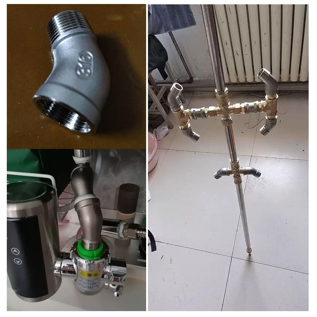 Schlauchverbinder,. 1/4 Zoll, 3/8 Zoll, 1/2 Zoll, 3/4 Zoll, 1 Zoll, 1-1/4 Zoll, 1-1/2 Zoll, 2 Zoll, 3 Zoll, 4 Zoll, weiblich auf männlich, 45-Grad-Winkelverbinder, Kupplung, 304 Edelstahl-Rohrverschra