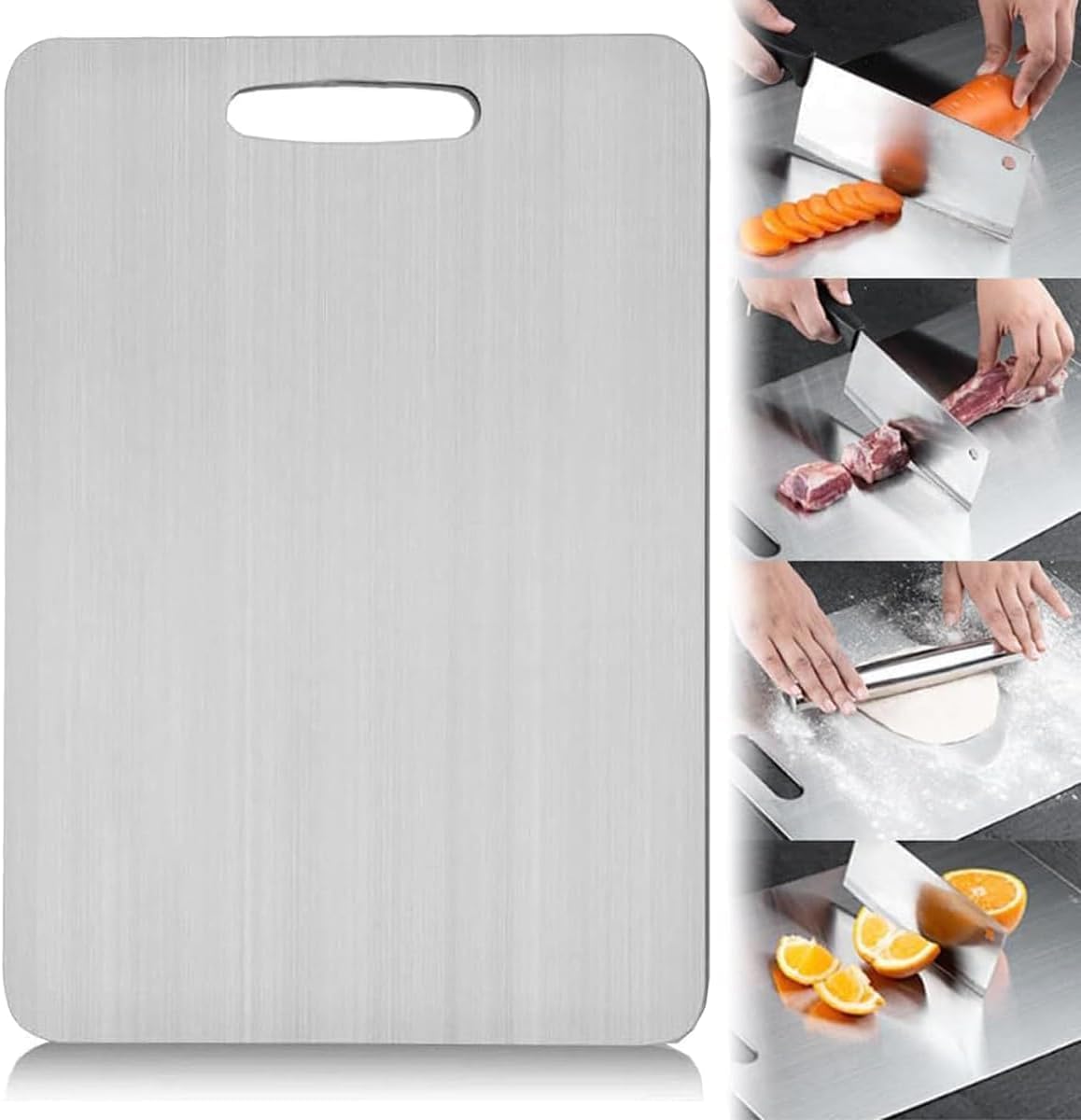 Titanium Cutting Board - Taima Titanium Cutting Board for Kitchen,304 Stainless Steel Cutting Board,Double-Sided Food Grade Cutting Board Thickened,Titanium Board For Various Cooking Tas(11.8*7.87in)