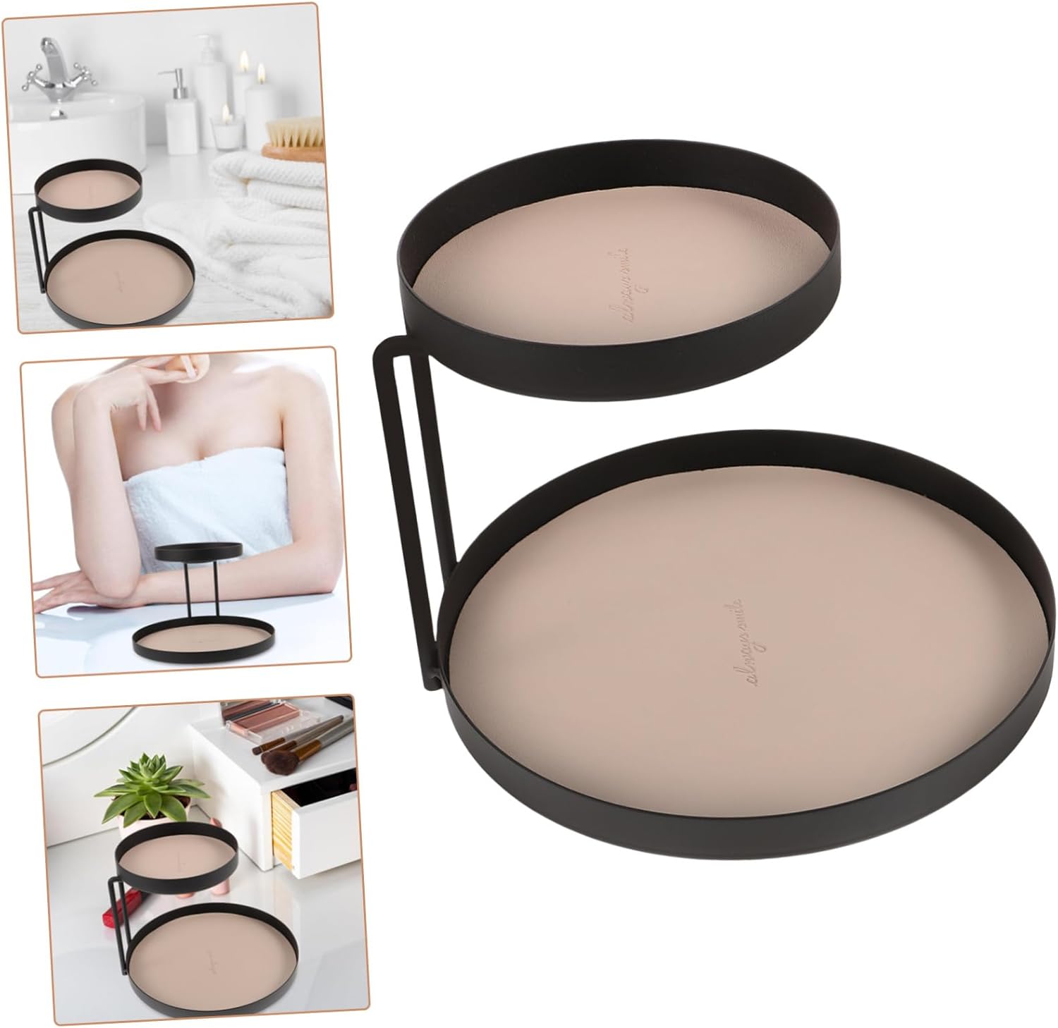 Double-Layer Vanity Organizer Tray Elegant Perfume Holder for Jewelry and Cosmetics Stylish Home Decor for Dressers and Countertops and Design