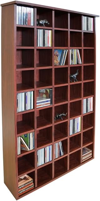 Pigeon Hole - 585 CD Media Cubby Storage Shelves - Mahogany