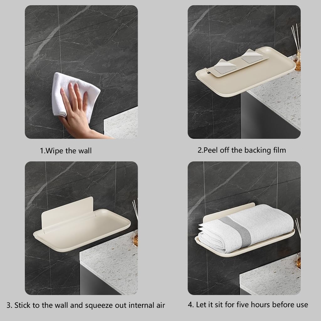 Foldable Wall Mounted Shelf For Bathroom Folding Storage Rack Phone Holder