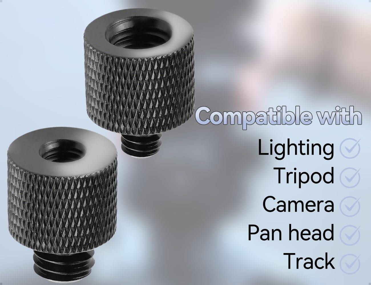 Adaptateur de Filetage 2 Pièces, Adaptateur de Pied de Microphone en Alliage d'Aluminium 3/8 vers 1/4 Pouce, Vis de Trépied 1/4 vers 3/8 Pouce, pour Pieds d'Éclairage d'Appareil Photo (Noir)