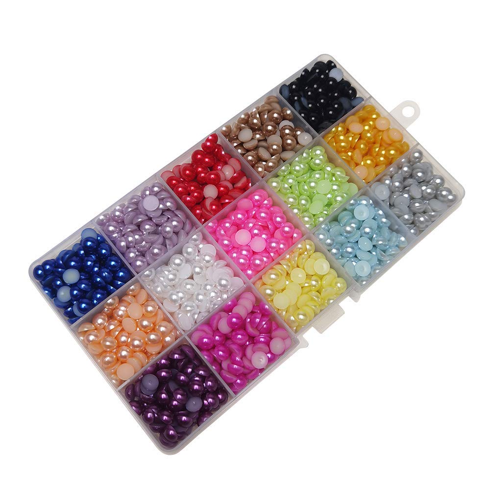 Demi-perles à dos plat 7mm Chenkou Craft : kit scrapbooking et loisirs créatifs 15 couleurs