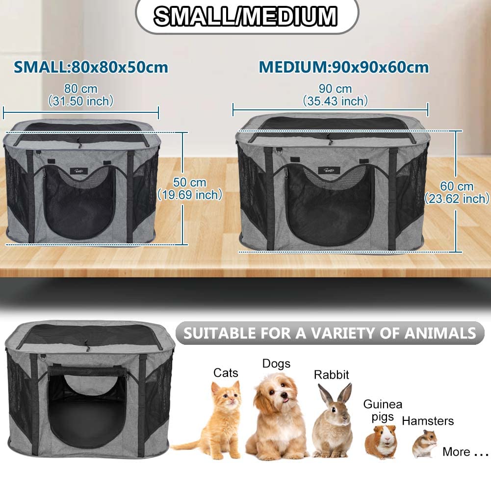 XhuangTech Foldable Pet Playpen Portable Puppy Playpen Dog Exercise Playpen Collapsible Kennel Pen Octagon Pet Tent for Puppy/Cat/Guinea Pig/Hamster/Rabbit (Small(31.5