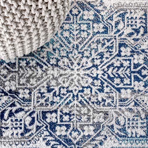 Tapete cuadrado moderno vintage 5x5 azul miniatura 3