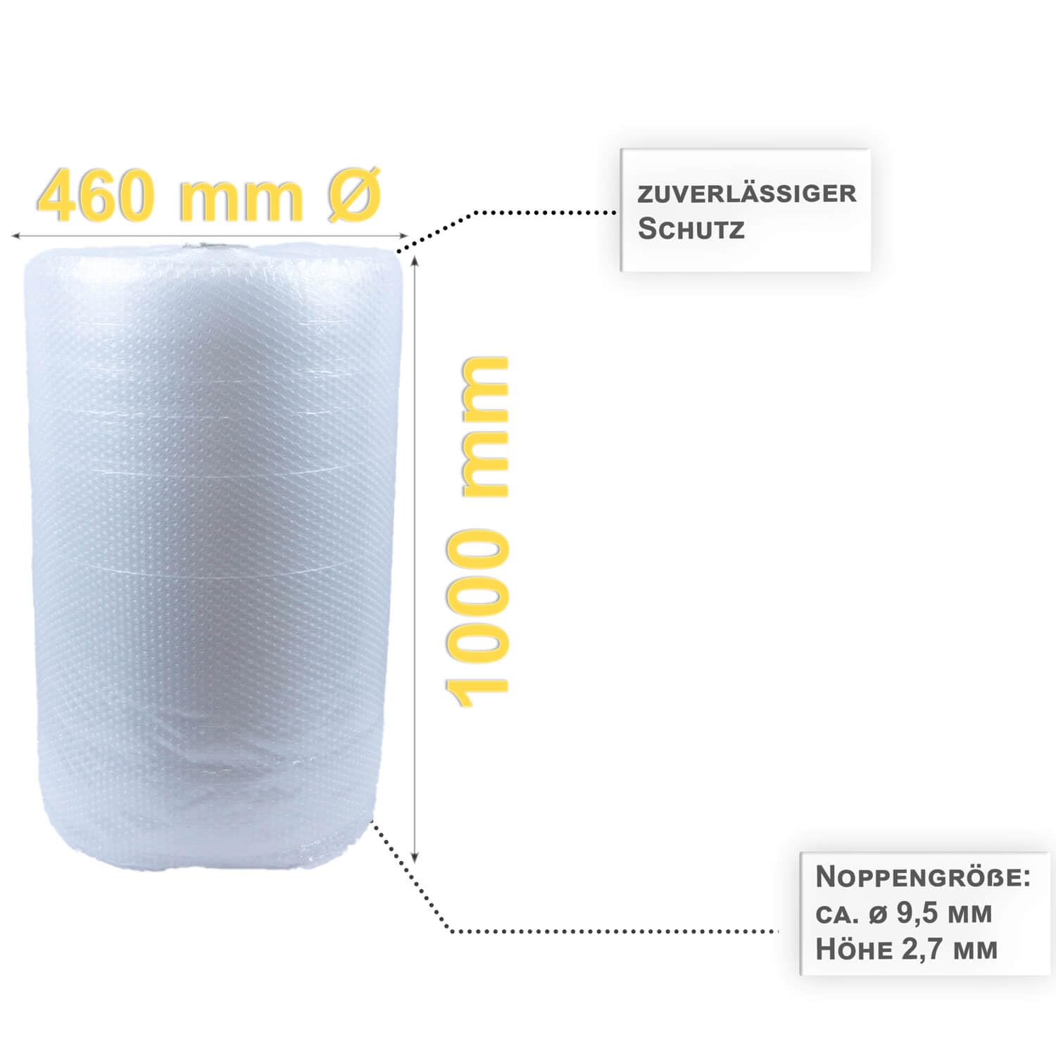 smiley pack 1 Rolle Luftpolsterfolie Breite 0,75 x 100 m Bubble Wrap Polsterfolie Fläche 75 qm Dicke 60 my Bläschenfolie Noppenfolie Einpackfolie Blisterfolie Luftpolster Verpackungsmaterial