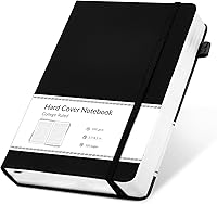 Vista 21 de CAGIE Cuaderno de cuadrícula de cuadrícula con puntos y balas, color negro A5