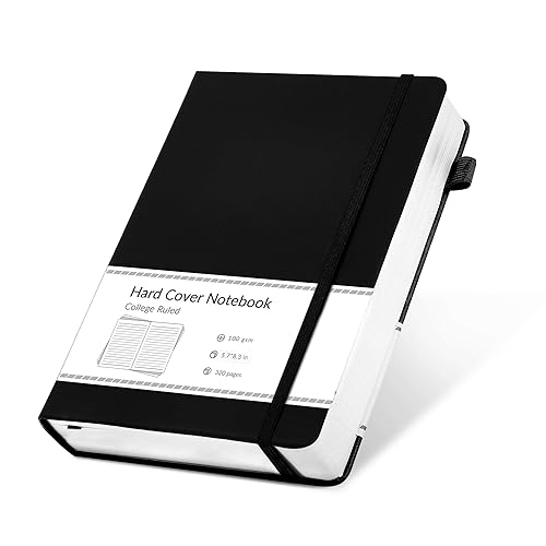 CAGIE Journal Notebook for Men Women 320 Pages Journaling Notebooks Leather Journals for Writing Hardcover for Work Diary Lined A5, Black
