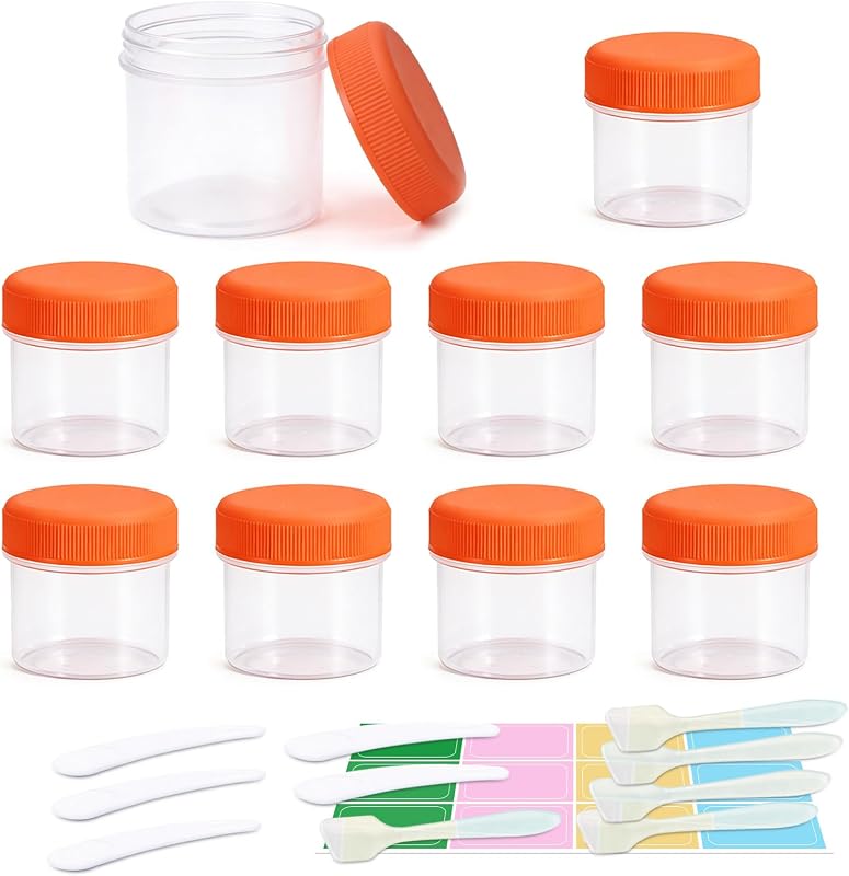 Frascos Recarregáveis ASEVAT com Tampa e Mini Espátulas, 30 mL, Pacote com 10