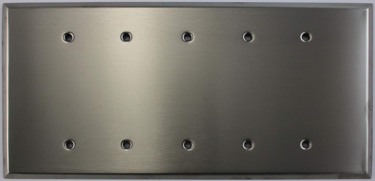 Over Sized Jumbo Satin Stainless Steel 5 Gang Blank Wall Plate