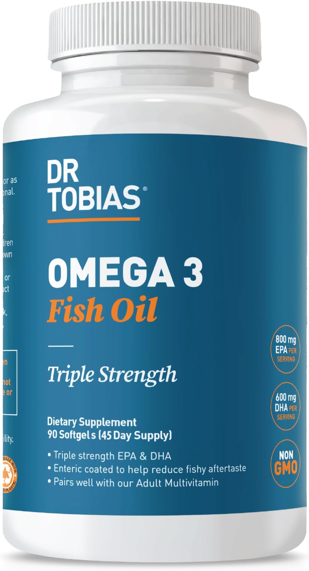 Omega 3 Fish Oil 2000mg Triple Strength with 800mg EPA 600mg DHA Per Serving | Fish Oil Omega 3 Supplements for Heart Brain & Immune Support - 90 Softgels (45 Servings)