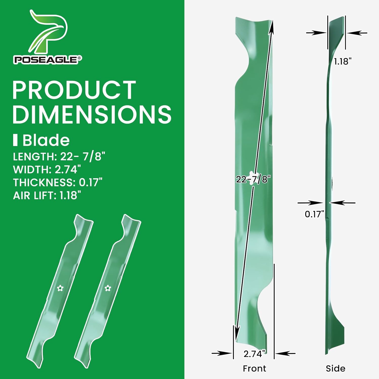 2 Pack 532405380 High Lift Lawn Mower Blades for YTH22V46 Z246 YTH20K46 Replaces 532403107, 594892801, Husqvarna 46 inch Mower Blades, Craftsman 46 inch Mower Blades