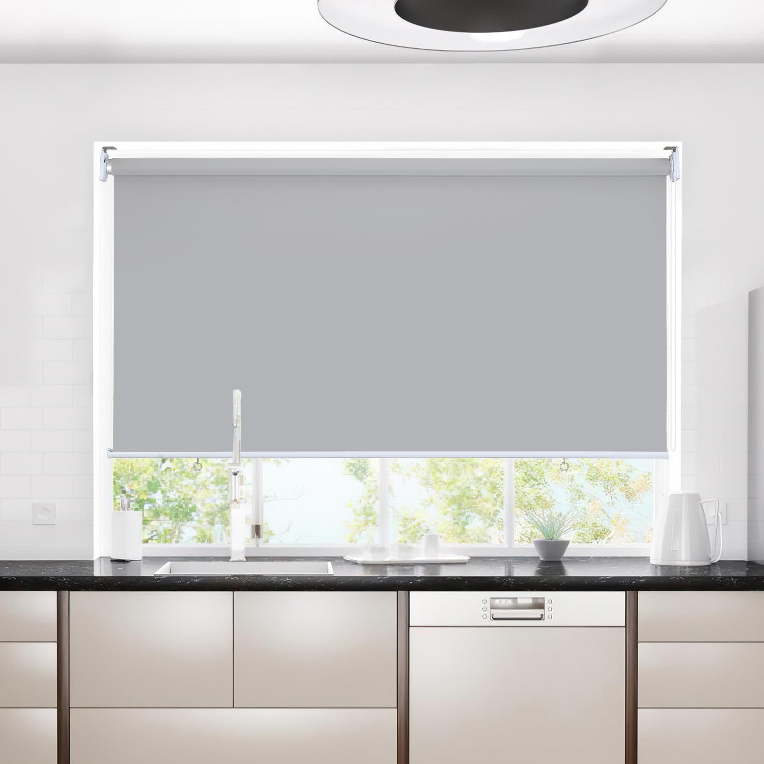 Tenda a rullo verticale, 140 x 240 cm, oscurante, tenda da balcone, tenda da sole verticale, ombreggiante e frangivista, per interni ed esterni, grigio