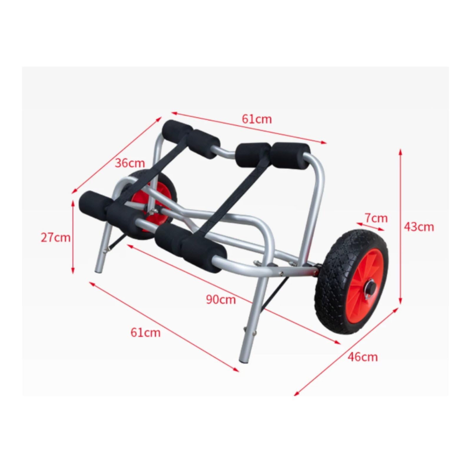 Carrello Trasporto Kayak Carrello Trolley Barca Gonfiabile Rimorchio Pieghevole Struttura Robusta in Alluminio Riduce Attrito Durante il Trasporto