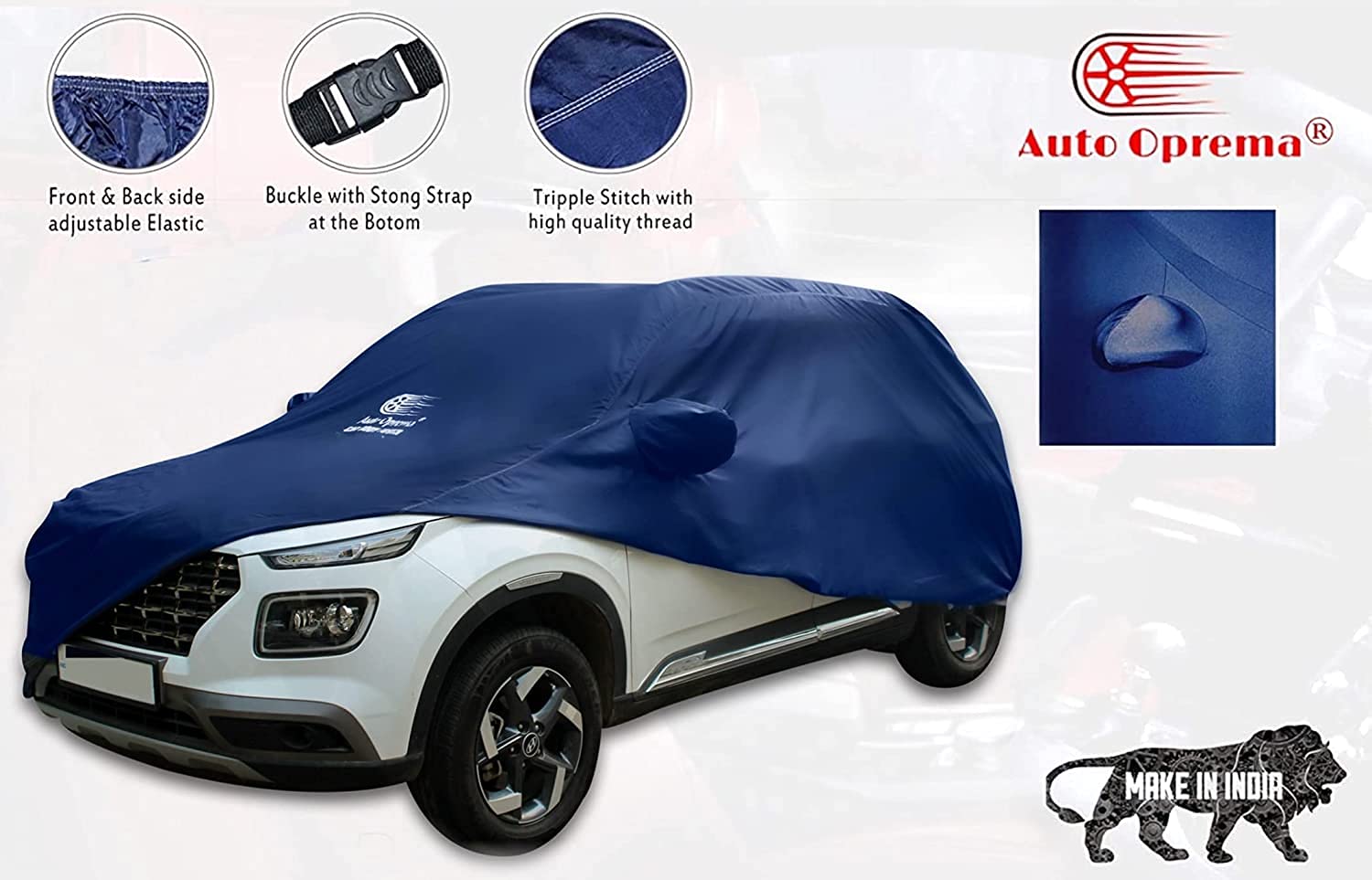 Auto Oprema (Award Winner at INDIA'S Rising Star 2024)® Trend Car Body Cover (Blue with Mirror) Universal Fit for Amaze, Aspire, Aura, Indigo ECS, Xcent, Swift Dzire, Tigor, Zest, Ameo