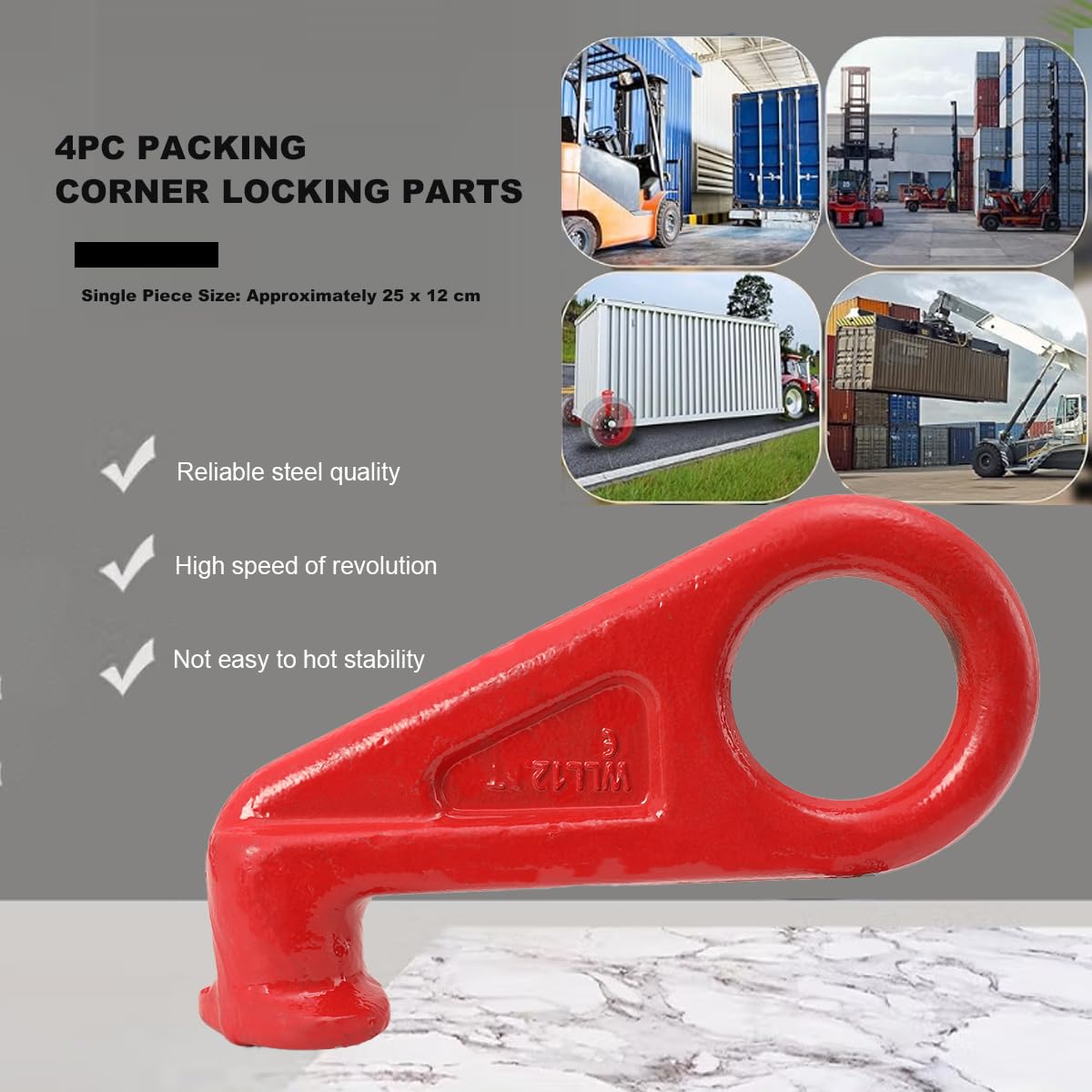 4pcs Containerhaken legierter Stahl,12.5T Tragfähigkeit (2 links+2 rechts)
