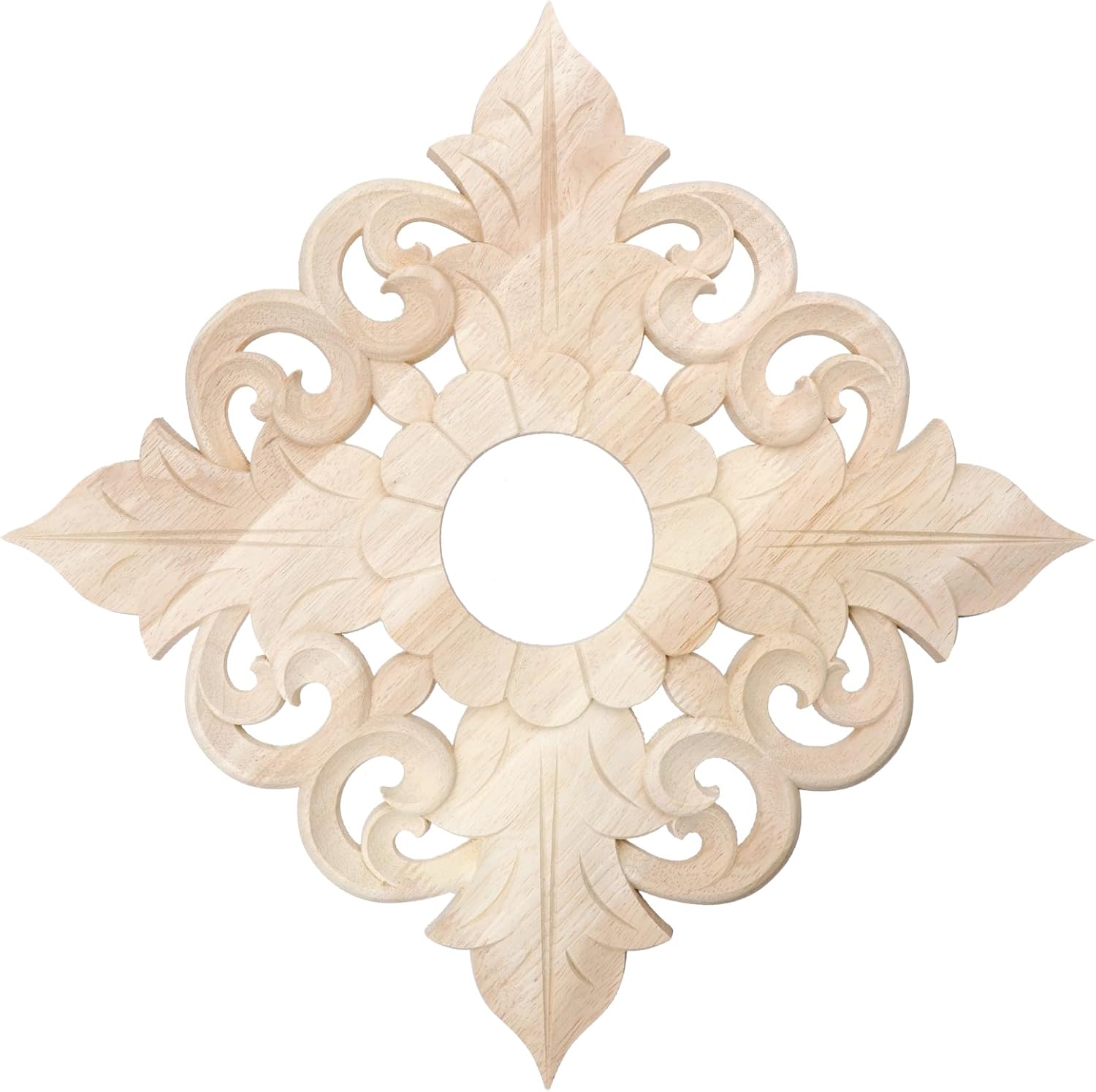 Semetall 1PCS Ceiling Medallion Decorative Ceiling Fan Medallion Round Home Lighting Ceiling Medallion Ring for Light Fixtures Ceiling Fans Chandeliers,11.61"ODx3.15"ID Rubber Wood-Style 9