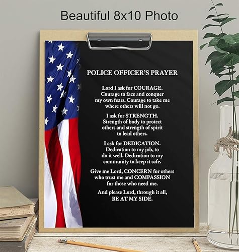 Miniatura 3 de Patriotic Flag Police Officer Prayer - Wall Art Decor Picture for Home, Station, Office, Living Room Decoration - Gift for Cop, Policeman,
