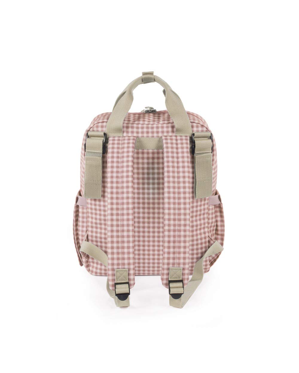 Walking Mum. Sac à dos I Love Vichy Sac à langer pour poussette. Design polyvalent avec poignées courtes et bretelles de transport Rose Dimensions 37 x 28 x 12 cm.