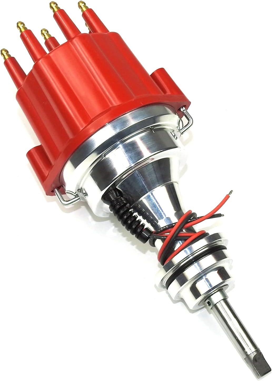 Pertronix D142811 Flame-Thrower Plug and Play Non Vacuum Advance Red Male Cap Billet Electronic Distributor with Ignitor II Technology for Chrysler/Dodge/Plymouth 383-400