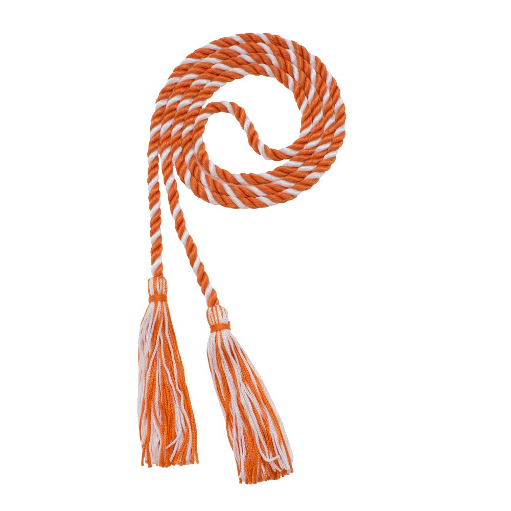 Tassel Depot Graduation Honor Cord - Orange/White - Every School Color Available - Made In Usa