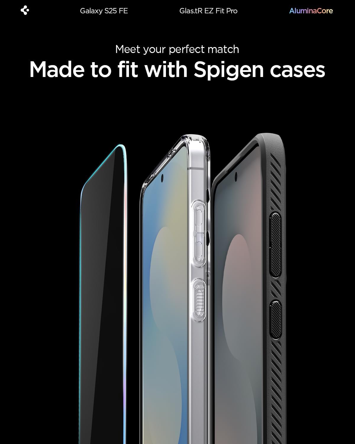 Spigen Tempered Glass Screen Protector [GlasTR EZ FIT Pro] designed for Galaxy S25 FE [Case Friendly] - 2 Pack