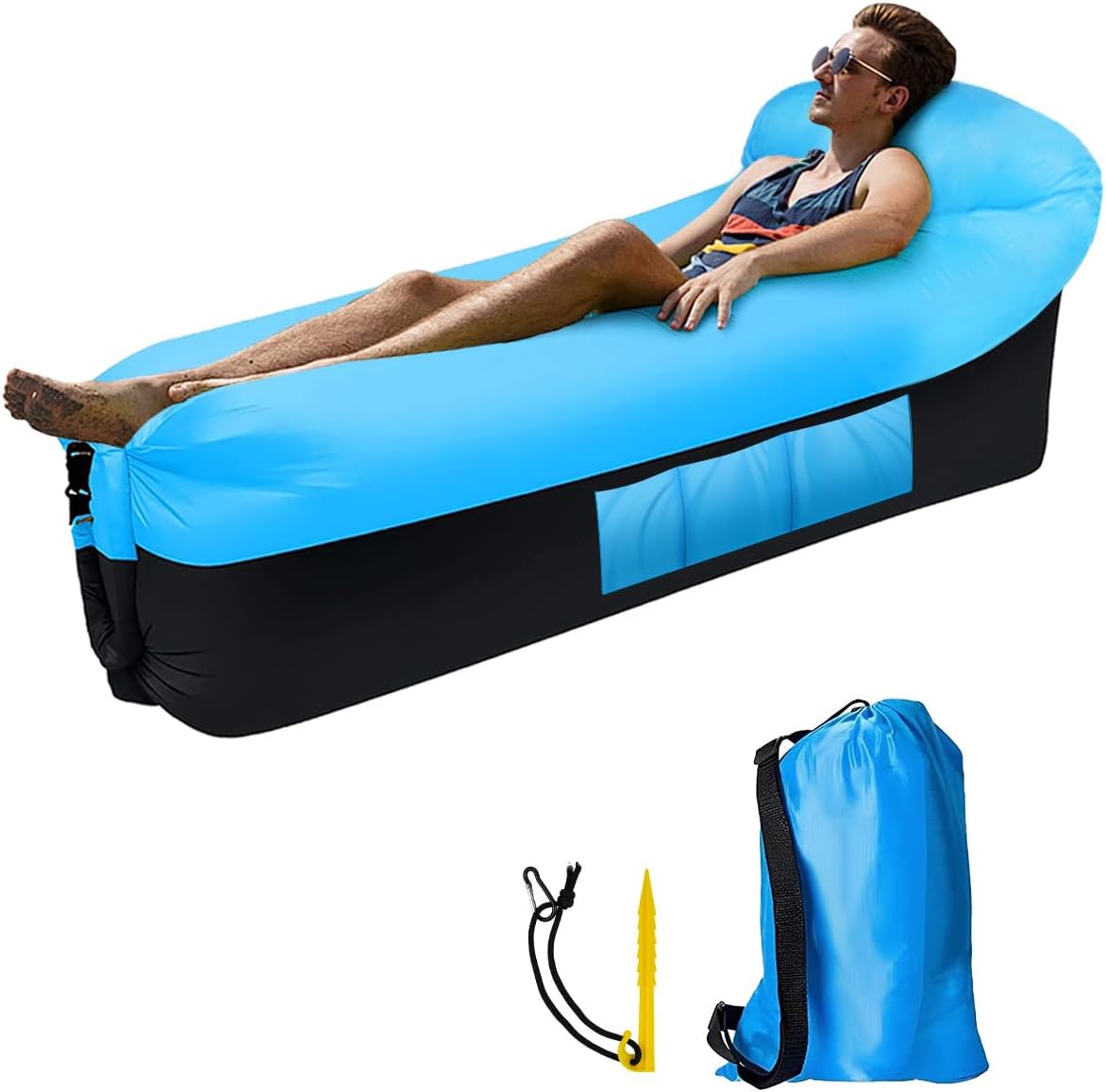 Inflatable Lounger air sofa, 2024 Upgrade Inflatable Sun Lounger with