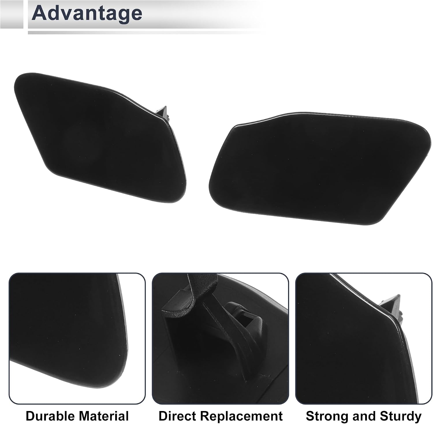 Front Left Right Side Bumper Headlight Washer Nozzle Cover Cap for BMW X3 Bumper Trim Nozzle Cover No.51117338568 Black 1 Pair