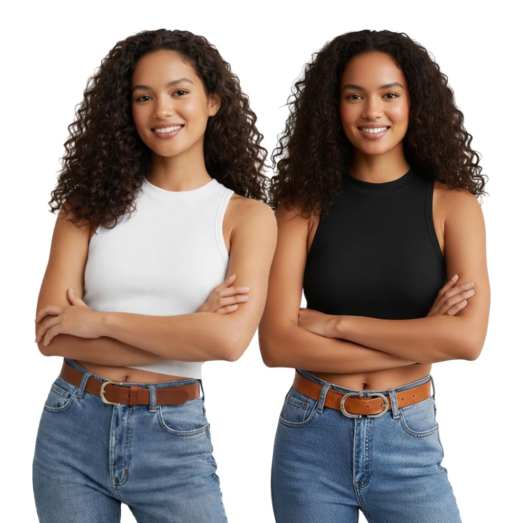 mixfit Women’s Cotton Modern Crop Top Sleeveless Stylish Tank Top (Pack of 2)-picture-18