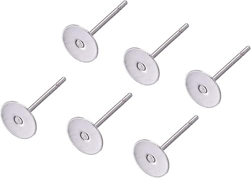 Craftdady 500Pcs 316 Stainless Steel Earrings Posts Flat Pad Blank Stud Earrings 12x6mm for Earring Jewelry Making