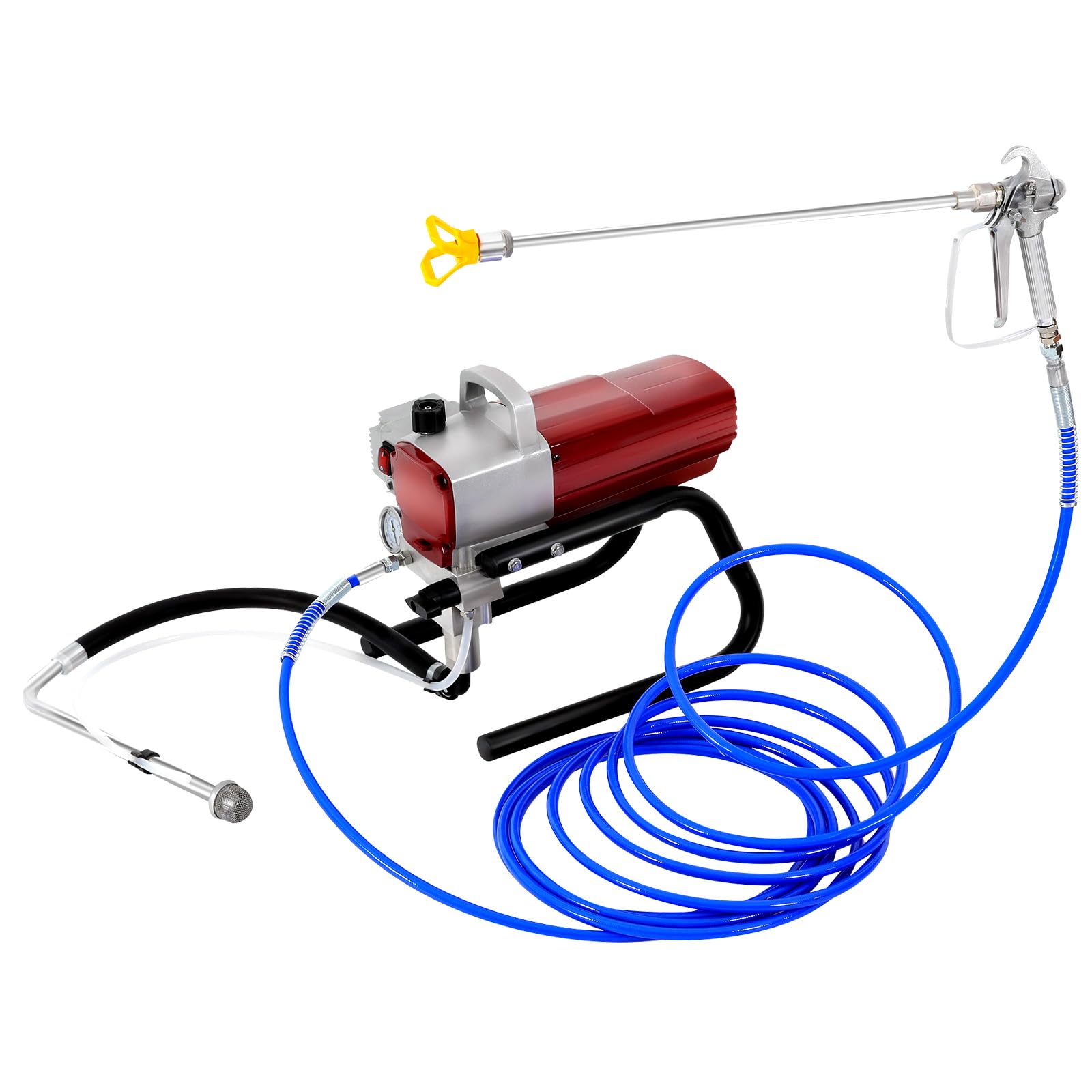 Sistema de pulverización sin aire para pared, 1800 W, 1,8 l/min, sistema de pulverización sin aire con manómetro, pistola pulverizadora de 25 MPa, longitud de manguera de 10 m