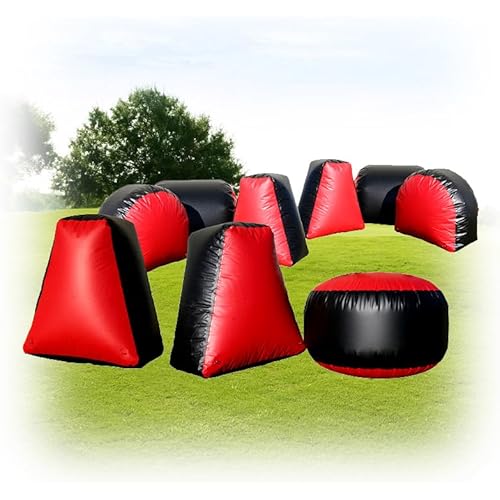9 Pieces Inflatable Paintball Obstacles Air Bunker Set for CS Archery Tag Shooting, Airsoft, Laser Tag, Soft Foam Dart Toy Rifle, Water Gun