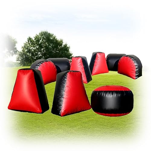 9 Pieces Inflatable Paintball Obstacles Air Bunker Set for CS Archery Tag Shooting, Airsoft, Archery Tag, Laser Tag, Soft Foam Dart Toy Rifle, Water Gun