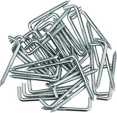 40 Pcs Set L Hook Screws, Square Hooks Screw in 3 Sizes