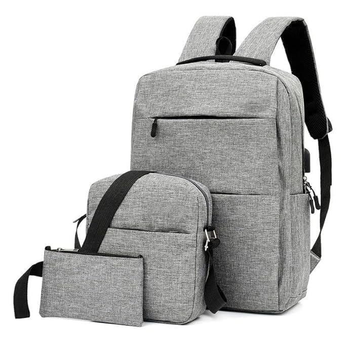 Laptop Backpack Set with USB Charging Port (3-in-1 Combo) – Anti-Theft Travel Bag with Crossbody Sling Bag & Utility Pouch | Water-Resistant College & Office Bag for Men & Women-image-18
