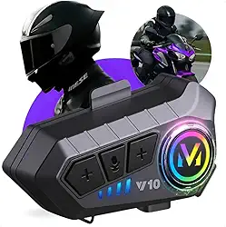 Fone Bluetooth Y10 para Capacete de Moto, IPX6 à prova d’água, Bluetooth 5.3, Microfone HQ c/Redução de Ruído, Compatível c/iOS/Android Premium