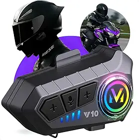 Fone Bluetooth Y10 para Capacete de Moto, IPX6 à prova d’água, Bluetooth 5.3, Microfone HQ c/Redução de Ruído, Compatível c/iOS/Android Premium