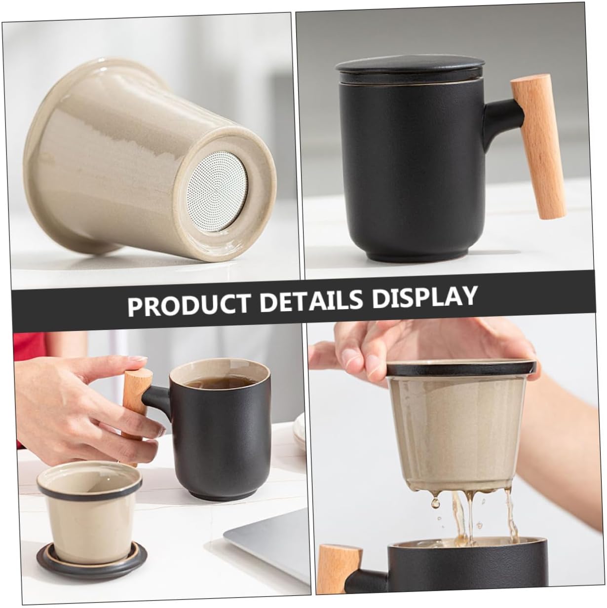 Unomor 1set Ceramic Tea Cup Cup for Tea Infuser Loose Leaf Water Bottle Office Travel Leakproof