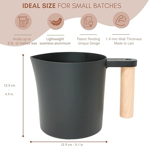 Miniatura 2 de Olla para hacer velas: la olla original para fundir velas negras y cera. Perfecto como caldera doble para hacer velas. Jarra de metal resistente