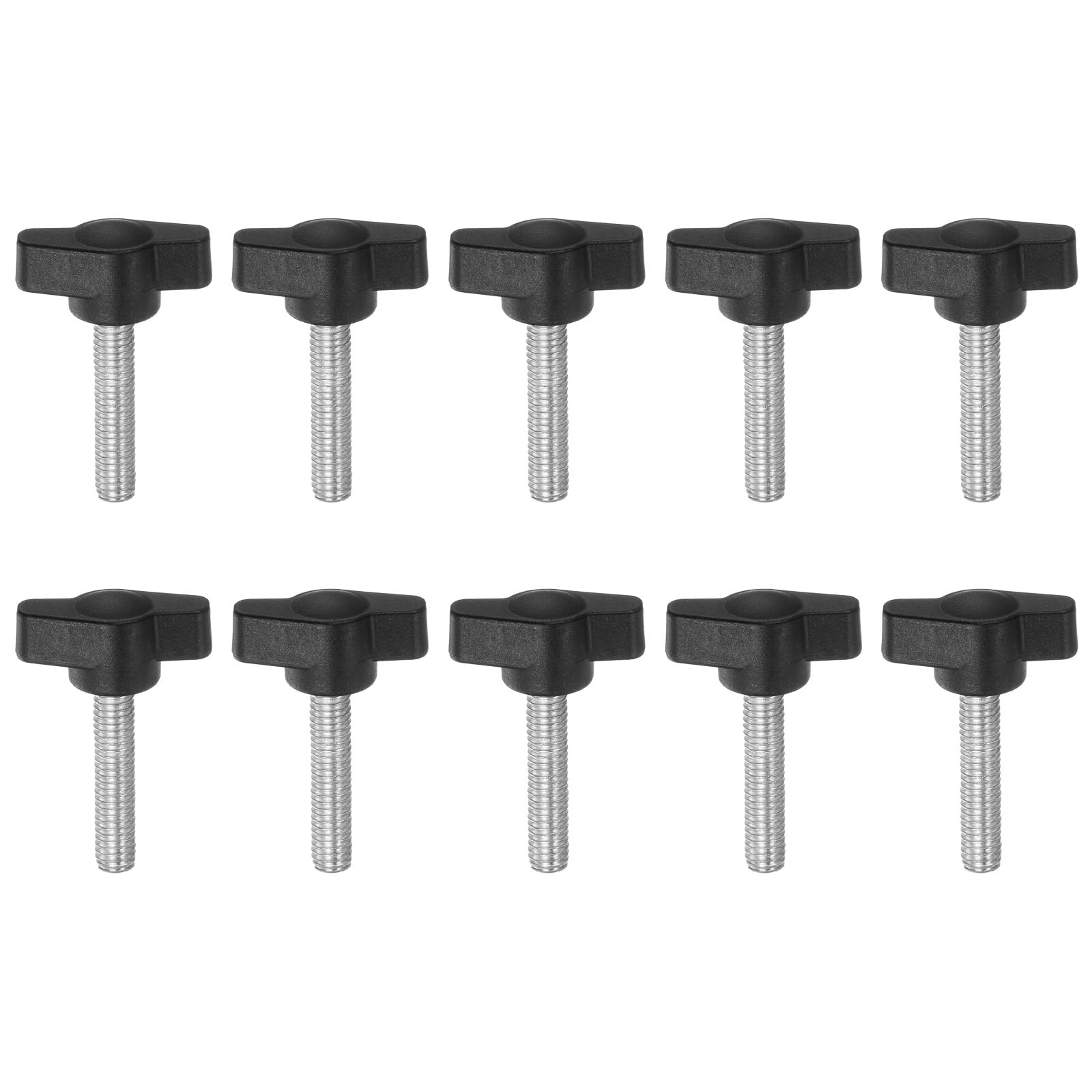 HARFINGTON 10pcs Tee Wing Knobs Thumb Screws M6 x 30mm Standard Male Thread Plastic T/Z Knobs Adjustable Handles Hand Clamping Thumbscrew, Black