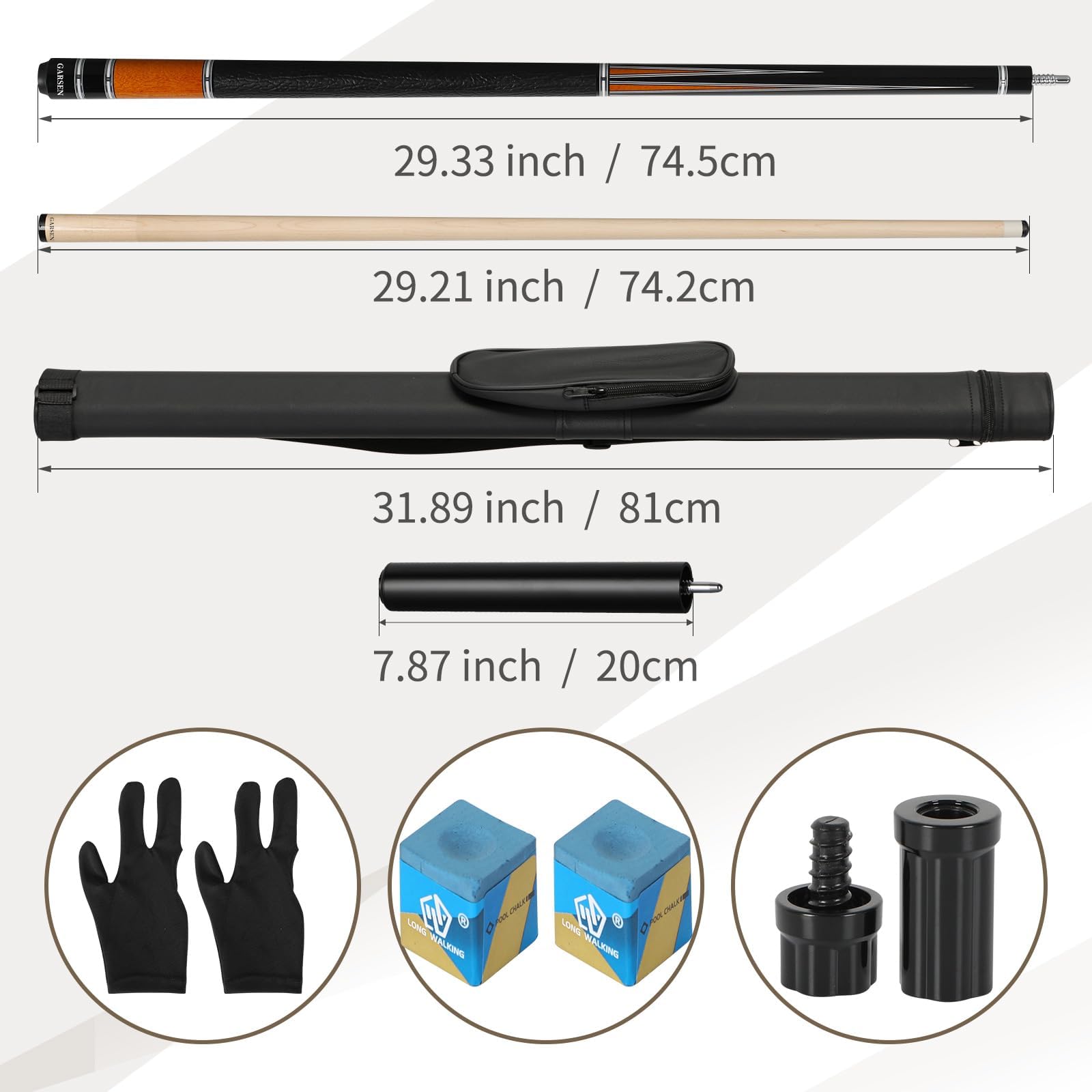 GARSEN Pool Cue Stick 58 inch 18 oz 19 oz 20 oz 21 oz Billiard House Bar Pool Stick