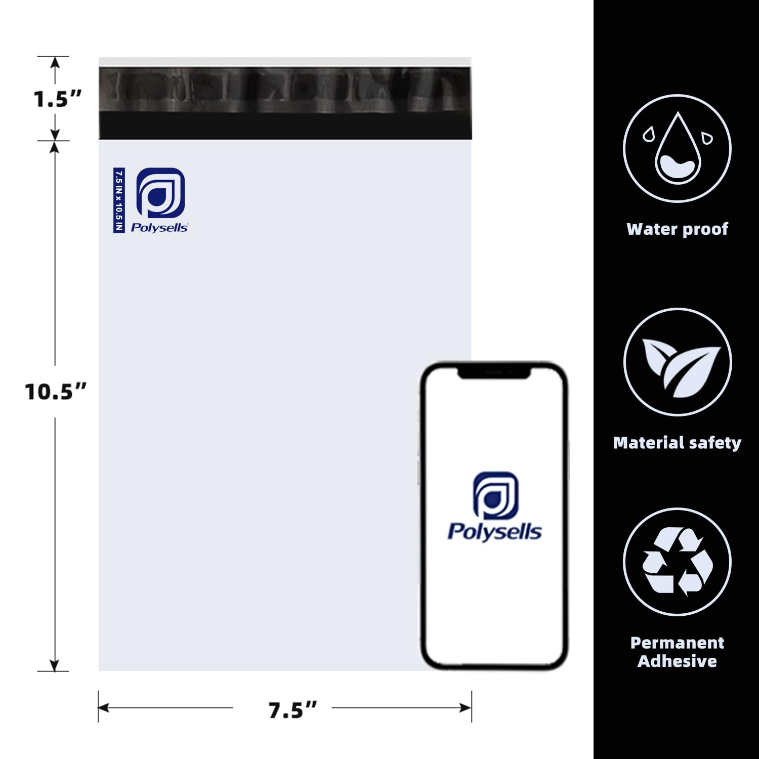 POLYSELLS Buste per spedizioni in polietilene, con forte chiusura adesiva, impermeabili e resistenti agli strappi, per abbigliamento, libri e accessori (bianco, 1000 pezzi)