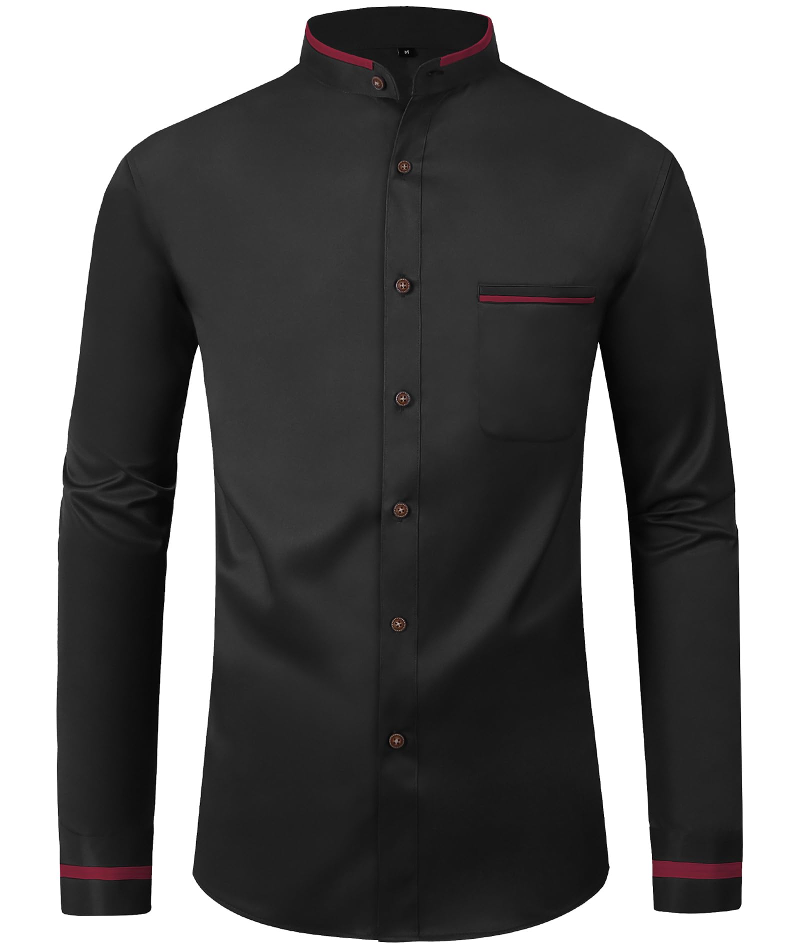 SWISSWELL Mandarin Collar Dress Shirt for Men Clergy Shirt Collarless Button Down Business Casual Shirts