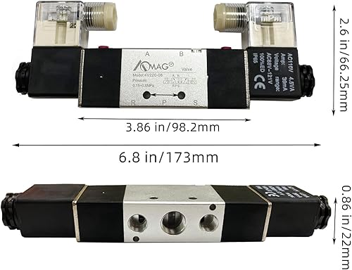 Miniatura 2 de AOMAG Válvula electromagnética neumática 4V220-08 AC 110V 14 "PT Doble bobina accionada por pilotos eléctrico 2 posiciones 5 vías Tipo de conexión