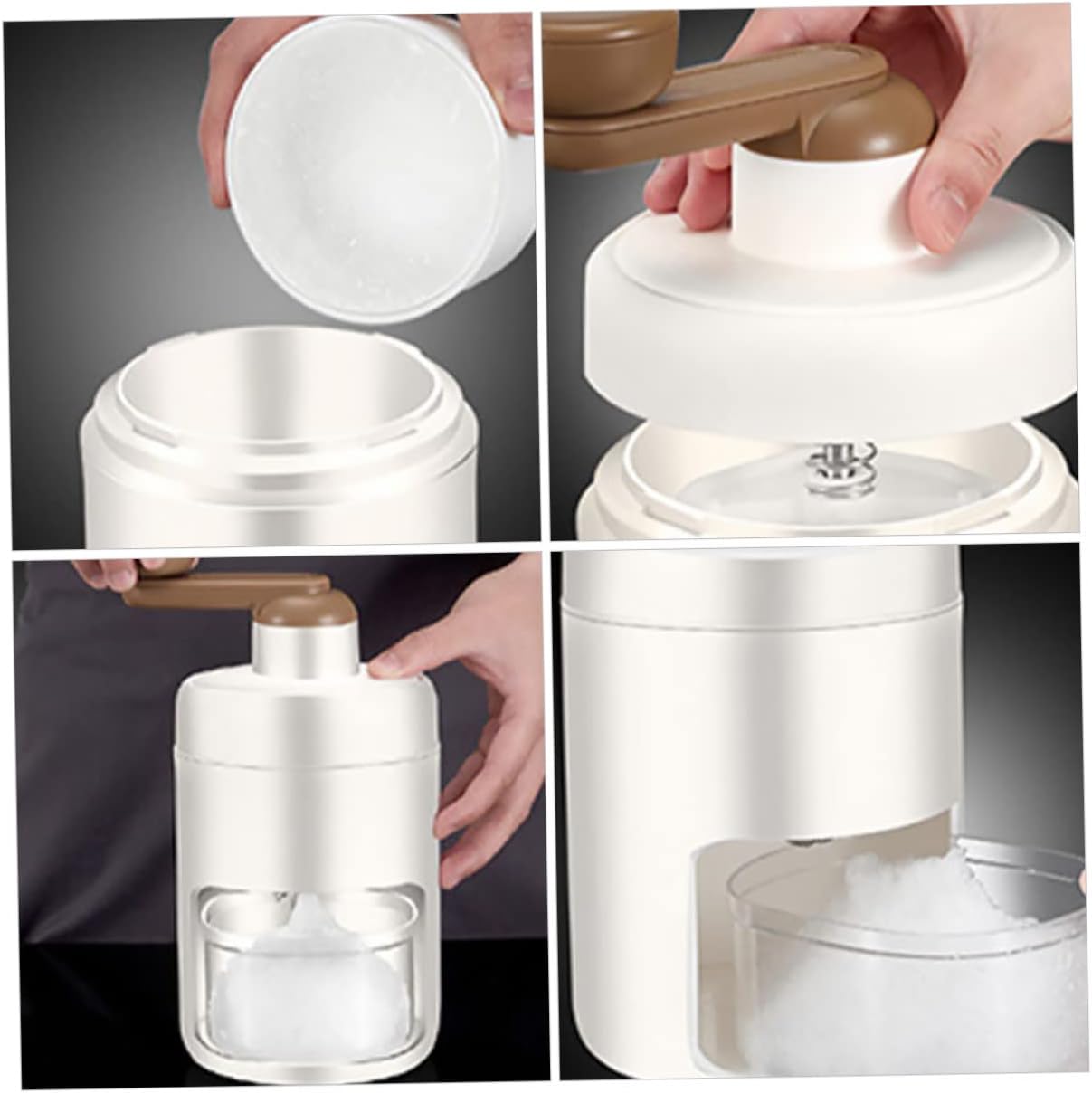 PRETYZOOM Portable Manual Hand Crank Small Ice Shaver for Home Use for Making Cones and Cool Drinks Easy to Clean and Design